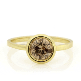 Meira T Yellow Gold Champagne Diamond Ring.