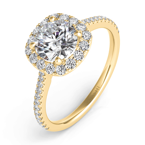 S. Kashi Gold Cushion-Cut Halo Diamond Engagement Ring.