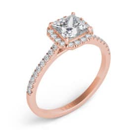 S. Kashi 14K Rose Gold Radiant Cut Diamond Engagement Ring.