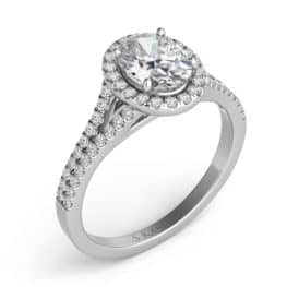S. Kashi 14K White Gold Oval Cut Halo Diamond Engagement Ring.