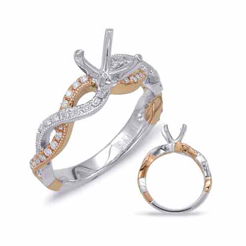 S.Kashi White & Rose Gold Halo Engagement Ring.
